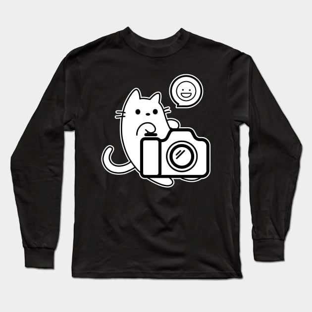 Cat Photographer Smile Please Long Sleeve T-Shirt by GlanceCat